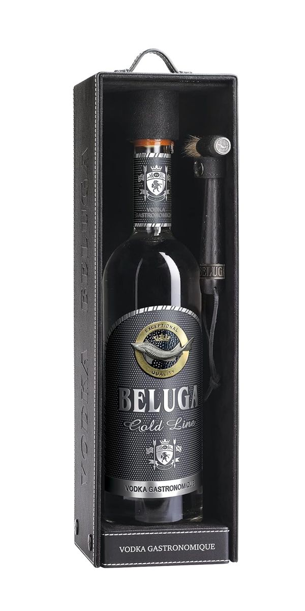 Beluga Gold Line Super-Premium Vodka 700 ml – Leder-Geschenkpackung mit Hammer und Pinsel