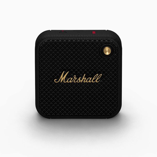 Marshall Willen Bluetooth-Lautsprecher, kabellos, über 15 Stunden Spielzeit, wasserdicht nach IP67, Schnellladung, stapelbar – Schwarz und Messing