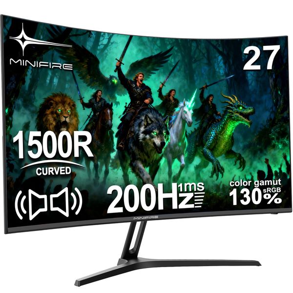 Minifire 27 Zoll Curved Gaming Monitor, 200Hz, VA-Panel, 1ms