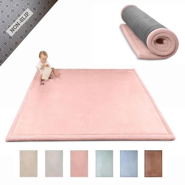 Hakuna Matte Wolkenweiche Spielmatte Baby 200x150x2,5cm, rosa – Teppich für Kinderzimmer mit hochwertigem Memory-Schaum – Krabbelmatte Baby
