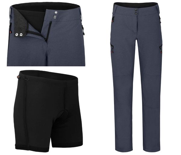 Bergson Vina | Damen Radhose (mit gepolsterter Innenhose) - Inklusive herausnehmbarer Rad-Innenhose (gepolstert), Robust & elastisch, Wasserabweisend (PFC-frei), Schnelltrocknend, Comfort-Bund, 5 Tas