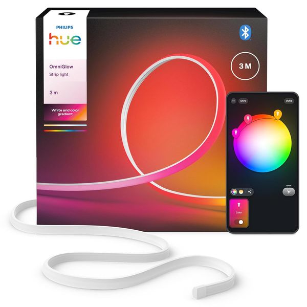 Philips Hue OmniGlow 3m Mikro LED-Lightstrip, 2700 lm Lichtband, farbige LED Streifen für Ambiente