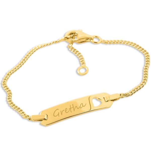 Baby ID Armband gold zur Taufe, Geburt mit Gravur, 925 Silber vergoldet
