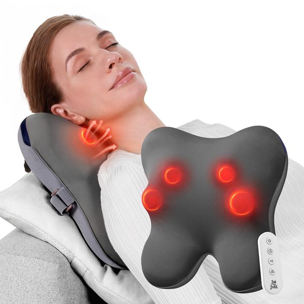 BOB AND BRAD Rücken und Nackenmassagegerät zur Schmerzlinderung, EZBack-R Shiatsu-Rückenmassagegerät mit Wärmefernbedienung, elektrisches Massagekissen für Schulter- und Beinschmerzen, tolle Geschenke