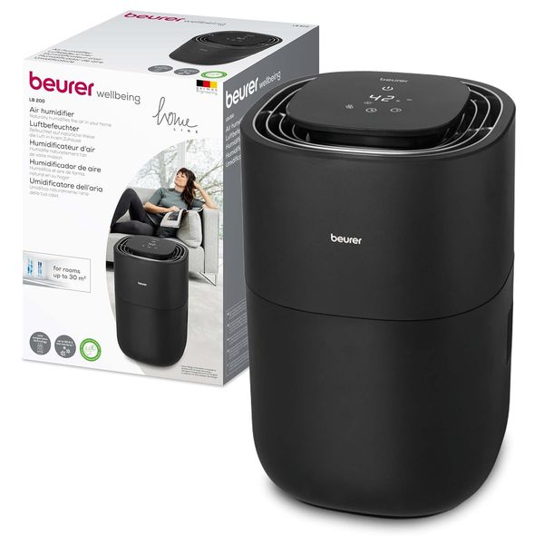 Beurer LB 200 Luftbefeuchter mit energieeffizienter Kaltverdunstungstechnologie, hygienische konstante Befeuchtung der Luft, mit Filtertrocknungsfunktion, 3 Befeuchtungsstufen, für Räume bis ca. 30m²