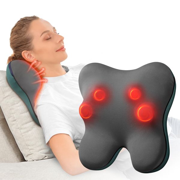 BOB AND BRAD Nackenmassagegerät mit Wärme, EZBack Netzbetriebenes Rückenmassagegerät, Elektrisches Shiatsu Massagegerät, 3D Knet Massagekissen für Nacken, Rücken, Beine, Geschenke für Männer Frauen