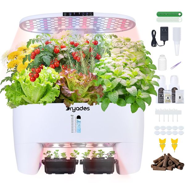 Hydroponisches Anzuchtsystem Kit 16 Kapseln, Smart Herb Garden mit Sprossen-Modus kann Setzling im Voraus & 24W Vollspektrum-LED-Wachstumsleuchte, Indoor-Garten-Pflanzgefäß für Zuhause/Büro(Weiß)