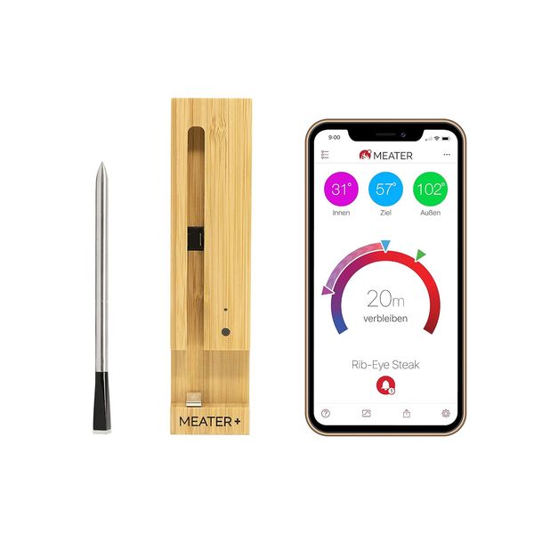 MEATER Plus – Kabelloses Smart-Fleischthermometer mit Bluetooth, 50 Meter Reichweite und App-Steuerung