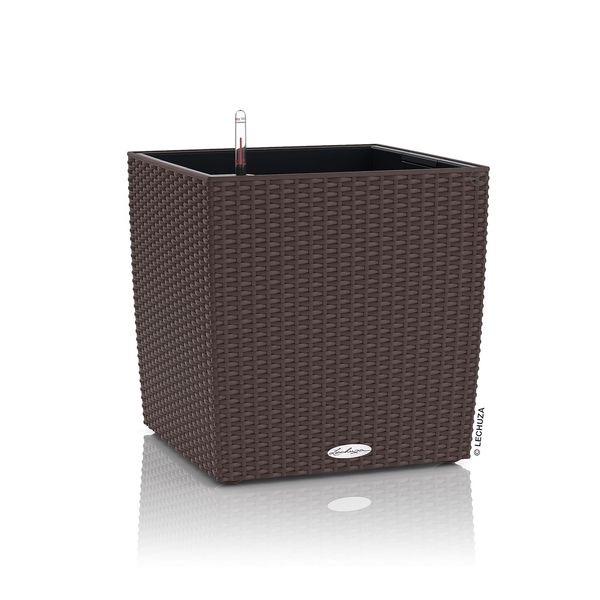 Lechuza "Cube Cottage 50" Pflanzgefäß mit ERD-Bewässerungs-System, Mokka, 50 x 50 x 50 cm