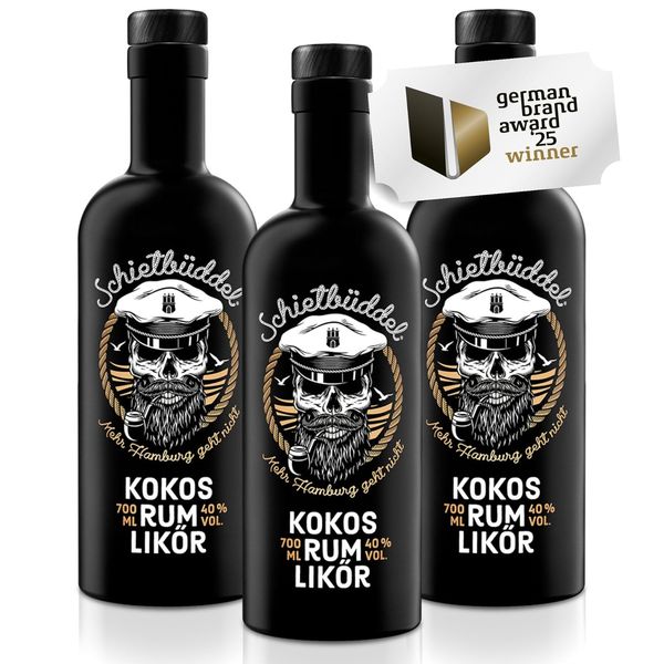 Schietbüddel Kokos-Rum-Likör 3 x 0,7 L | 40% Vol – Hamburger Original