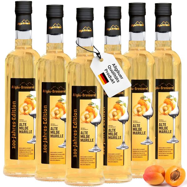 Allgäu-Brennerei Alte Milde Marille – Fassgereifter Obstbrand 6 x 0,5 L | 35% Vol