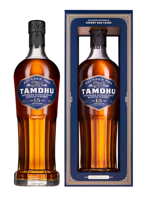 Tamdhu 15 Years Old Speyside Single Malt Scotch Whisky (1 x 700 ml) – Single Malt Whisky mit intensivem Geschmack nach Sommerfrüchten – Whisky reift 15 Jahre in Oloroso-Sherry-Fässern – 46 % Alk.