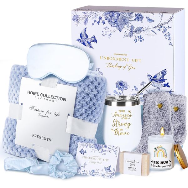 Selbstpflege-Geschenke für Frauen, gute Besserung, Geschenke für Frauen, fühlen Sie sich nach Operationen besser, Pflegepaket mit Decke, Beileidsgeschenke, an Sie denken, Geburtstagsgeschenkkorb für