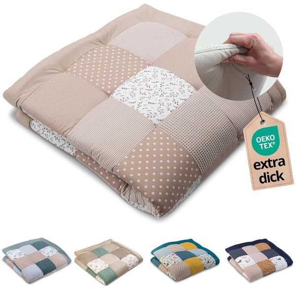 ULLENBOOM Krabbeldecke für Baby 140x140 cm – OEKO-TEX Materialien, Made in EU – Große Spieldecke Baby Gepolstert, Krabbelmatte, Krabbeldecke