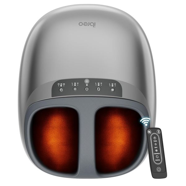 ibreo Shiatsu Fußmassagegerät mit Wärme & 360° Luftdruck – Elektrische Fußmassage mit Rollen & Knetfunktion für Entspannung & müde Füße – für Damen, Herren & Senioren bis Größe 47
