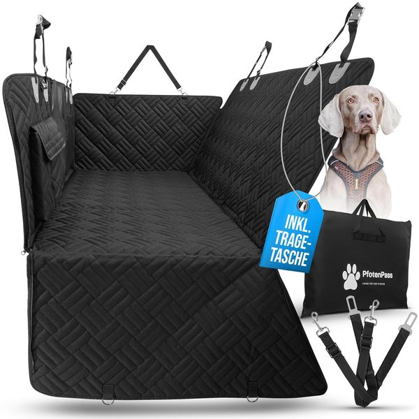 Hundedecke Auto Rückbank [Wasserdicht & Kratzfest] Autoschondecke Hund mit Harter Unterseite, Hundematte rutschfest inkl. Tragetasche + Gurt