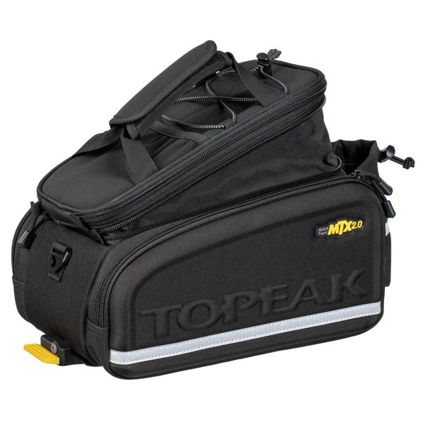 Topeak MTX TrunkBag DX (MTX 2.0) mit TrunkLock – 12,3 L Gepäckträgertasche mit QuickTrack-System, erweiterbarem Deckelfach, Flaschenhalter & Schultergurt, schwarz