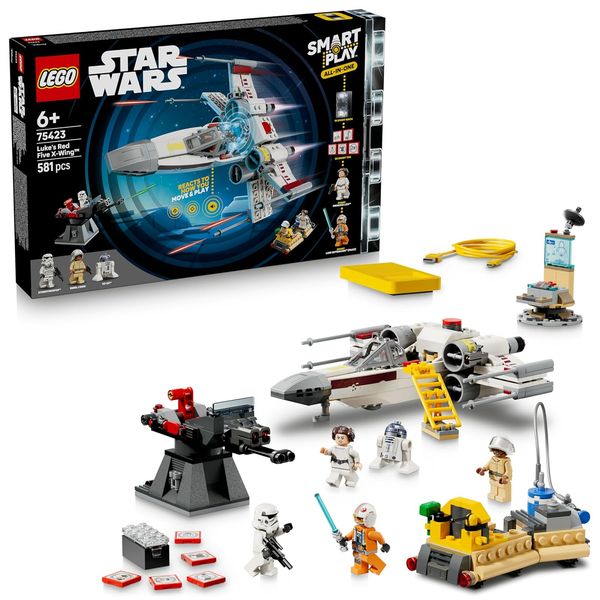 LEGO Star Wars 75423 SMART Play: Lukes Rot Fünf X-Wing - Interaktives All-in-1 Spielset mit SMART Brick, 5 Tags, 2 Minifiguren & Ladegerät - Geschenk für Jungen, Mädchen ab 6 Jahren und Erwachsene