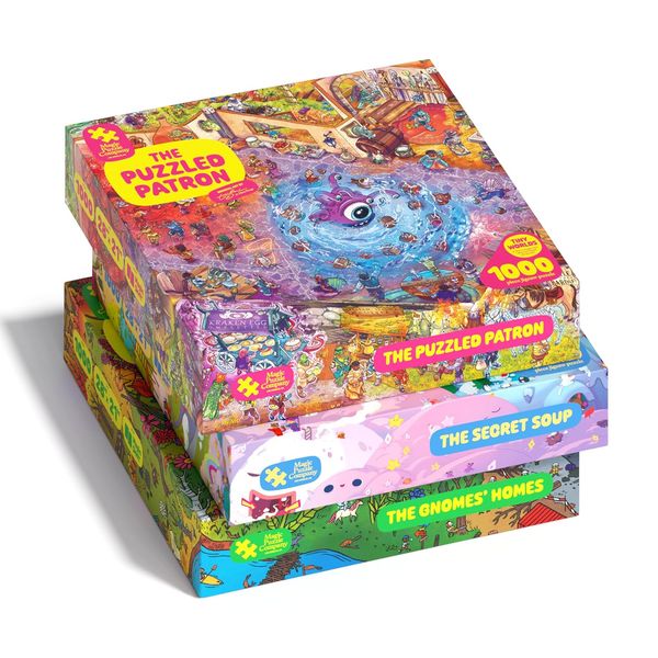 Magic Puzzles 3-Pack • Serie 3 • The Secret Soup, The Puzzled Patron & The Gnomes' Homes • 1000-teiliges Puzzle von The Magic Puzzle Company