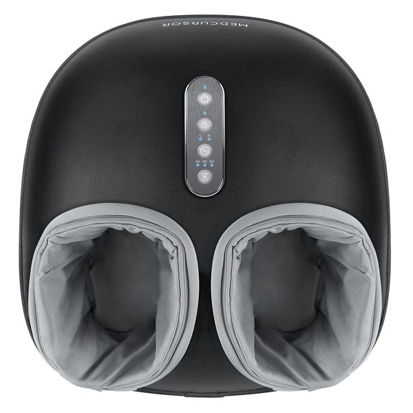 Medcursor Fußmassagegerät mit Wärmefunktion, tiefem Knetmassager, mehreren Einstellungen und einstellbarer Intensität für den Heim- oder Bürogebrauch (Schwarz)