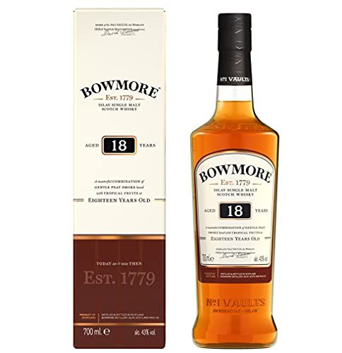 Bowmore 18 Jahre Islay Single Malt Scotch Whisky mit Geschenkverpackung | Komplexer Geschmack mit leichter Rauchnote | 43% Vol | 700ml Einzelflasche
