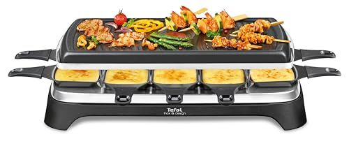 Tefal Raclette Ambiance RE4588 für 10 Personen mit Tischgrill-Funktion, antihaftbeschichtete Grillplatte, spülmaschinengeeignet, 1350 W