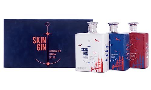 Skin Gin Hamburg Edition Geschenkset | Handcrafted German Gin | Lederoptik-Flasche | 42% Vol. | 1,5L