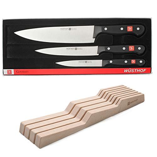 Wüsthof Starter-Kit Messerset mit Schubladeneinsatz, Gourmet, 3-teilig, Gemüsemesser, Brotmesser, Kochmesser