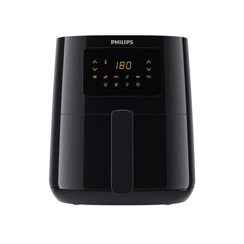 Philips Essential Air Fryer HD9252/90, 4,1 L, 0,8 kg, 1400 Watt, NutriU App, 7 Kochprogramme, Rapid Air-Technologie, digitales Display, Schwarz
