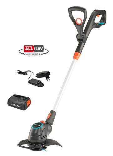 GARDENA ComfortCut Akku-Rasentrimmer 23/18V P4A Ready-To-Use Set – Schnittkreis 230 mm, Teleskopstiel, schwenkbarer Trimmer-Kopf, inkl. 18V P4A Akku (14701-20)