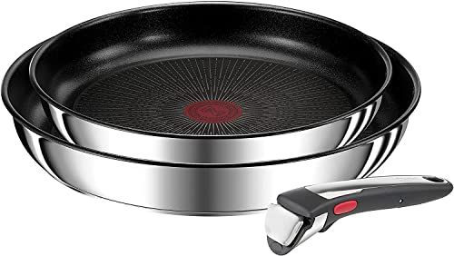 Tefal Ingenio Preference On Pfannenset 3-teilig, 24/28 cm, abnehmbarer Griff, stapelbar, platzsparend, Induktions-Pfannenset mit Antihaftversiegelung, L97493