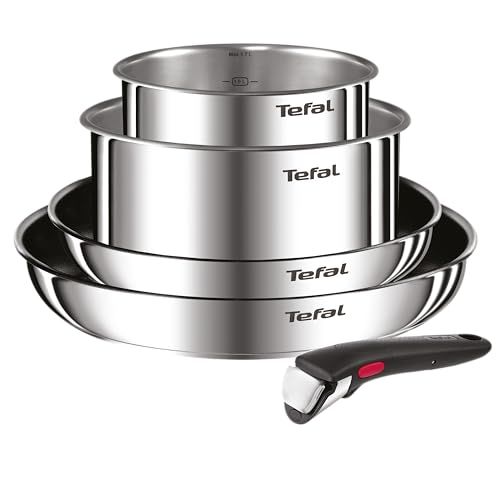 Tefal Ingenio Emotion L897S5 5-teiliges Topf- und Pfannenset, abnehmbarer Griff, stapelbar, platzsparend, Induktions-Set mit Titanium 2X Antihaft