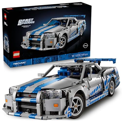 LEGO Technic 2 Fast 2 Furious Nissan Skyline GT-R (R34) Automodell-Bauset für Erwachsene mit Drift-Funktion, Lenkung, Federung und 6-Zylinder-Motor – Sammlerstück, Geschenkidee für Fans – 42210